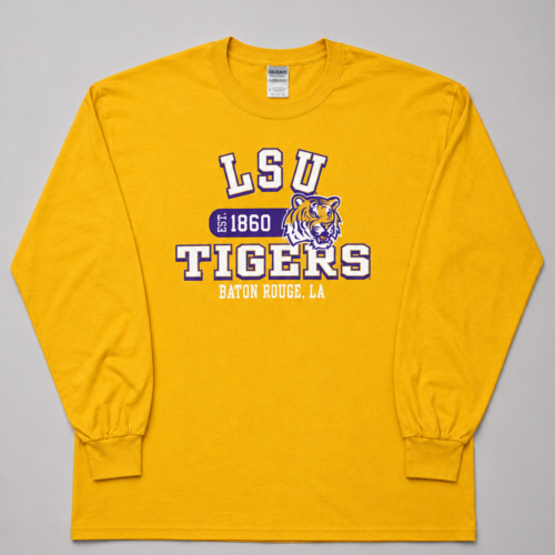 B59FA709-69F4-4EAA-BC45-E3EB97187670 Playera Manga Larga LSU Tigers Est. 1860 Gildan
