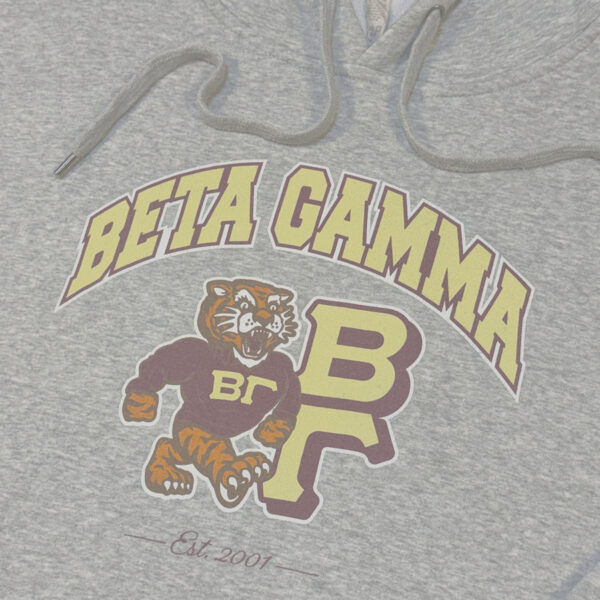 Hoodie Beta Gamma BΓ Tiger Est. 20011 Hoodie Beta Gamma BΓ Tiger Est. 2001 Gris