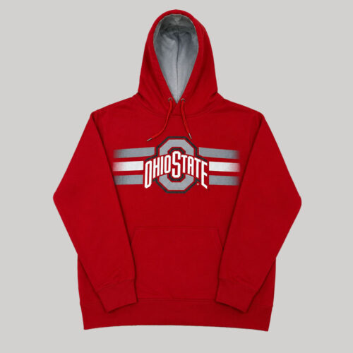 Hoodie Ohio State Buckeyes rojo bandas grises reflectantes Hoodie Ohio State Buckeyes rojo bandas grises reflectantes