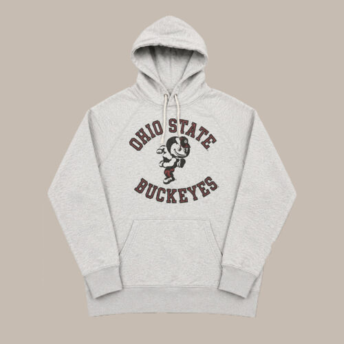 Hoodie Ohio State Buckeyes vintage Brutus gris jaspeado Hoodie Ohio State Buckeyes vintage Brutus gris jaspeado