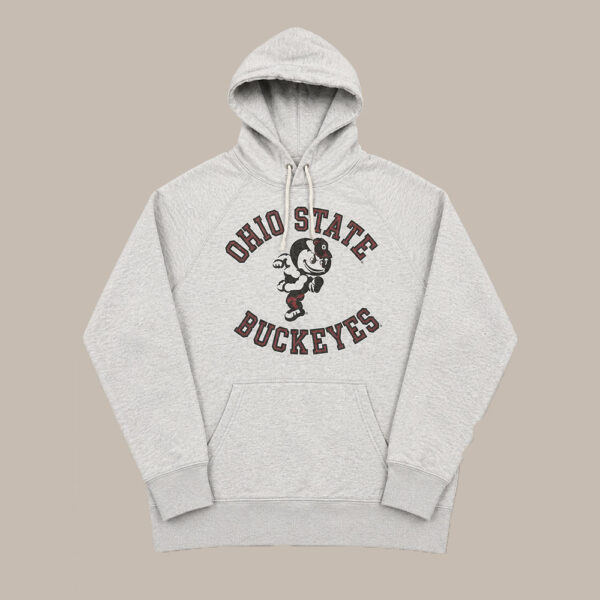 Hoodie Ohio State Buckeyes vintage Brutus gris jaspeado