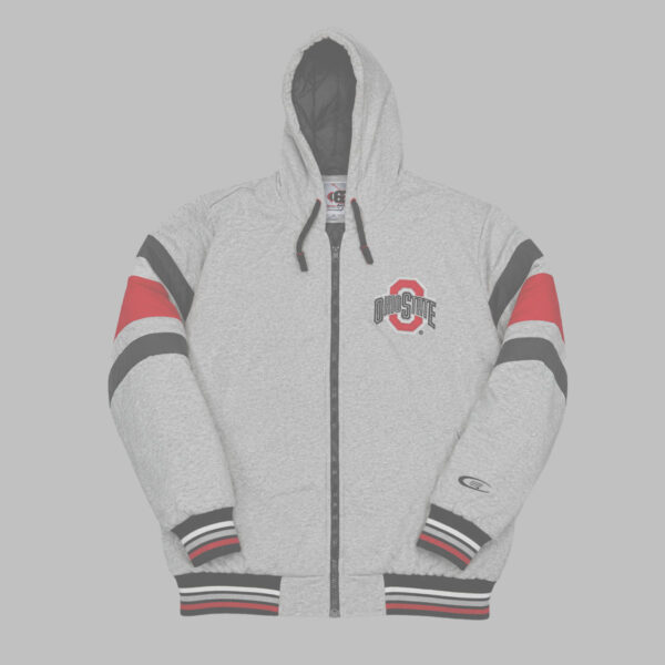 Hoodie Zip Ohio State Buckeyes Varsity Tricolor Hoodie Zip Ohio State Buckeyes Varsity Gris Franjas Tricolor
