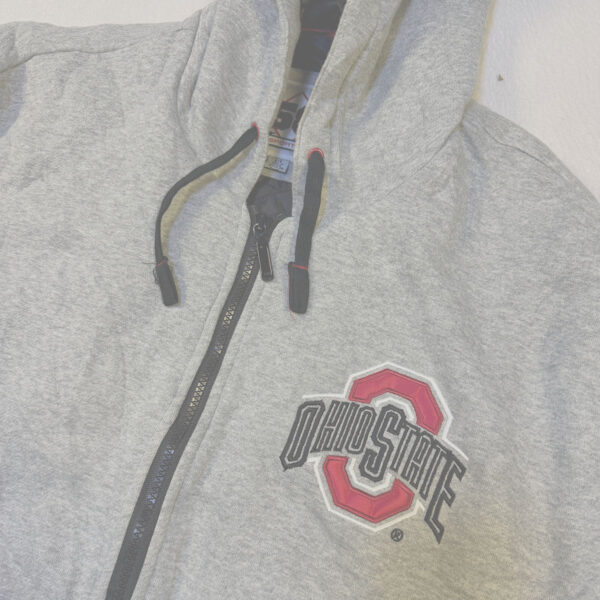 Hoodie Zip Ohio State Buckeyes Varsity Tricolor3 Hoodie Zip Ohio State Buckeyes Varsity Gris Franjas Tricolor