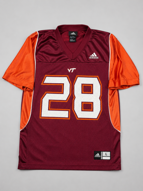 Jersey Virginia Tech Hokies #28 Adidas Granate y Naranja