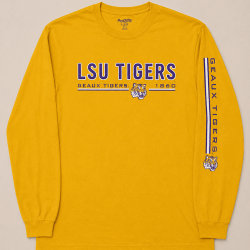 LSU TIGERS Playera Manga Larga LSU Tigers Geaux Tigers 1860 RedZone