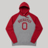Sudadera con Capucha Ohio State Buckeyes Raglan Gris y Roja Sudadera con Capucha Ohio State Buckeyes Raglan Gris y Roja - Talla S (Importado USA)