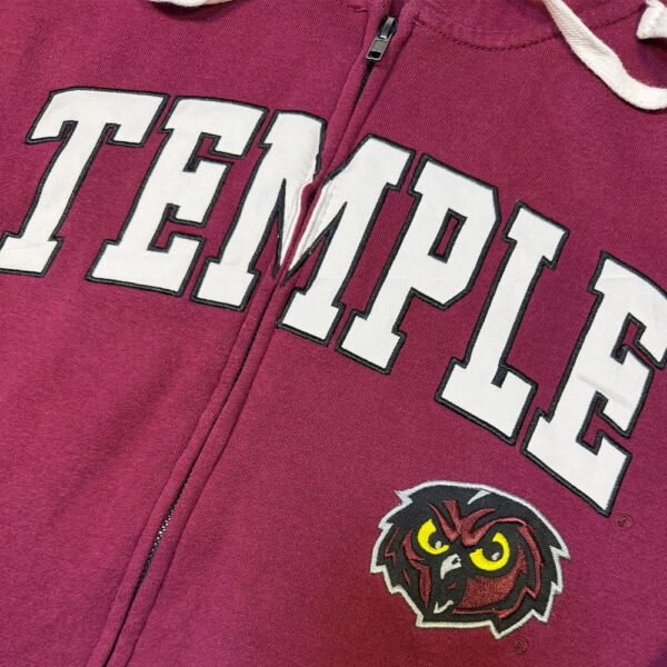 Sudadera con Capucha y Cierre Temple Owls Vino - Talla S (Importado USA)