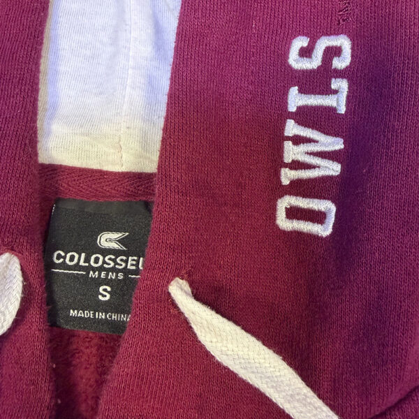 Sudadera con Capucha y Cierre Temple Owls Vino - Talla S (Importado USA)
