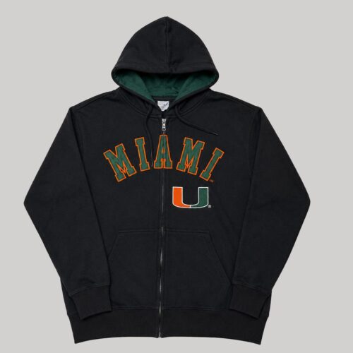 mia-m-02-1 Sudadera Miami Hurricanes con Cierre y Capucha Negra - Talla M