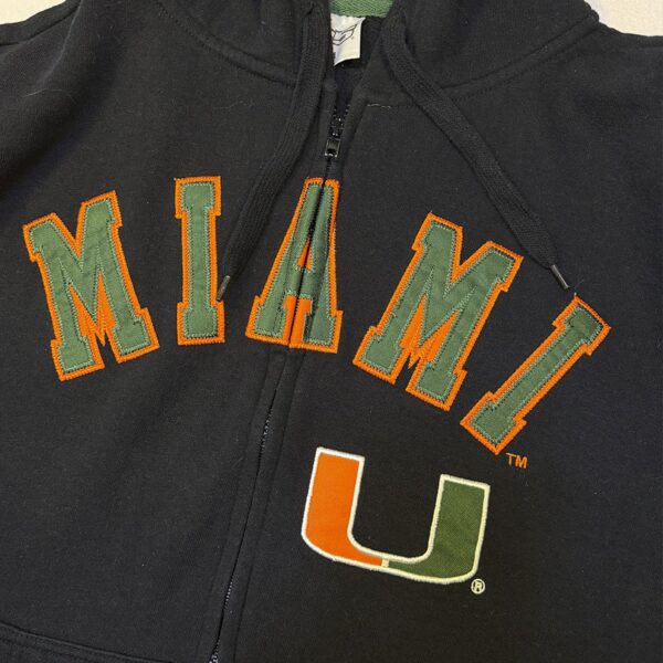Sudadera Miami Hurricanes con Cierre y Capucha Negra - Talla M