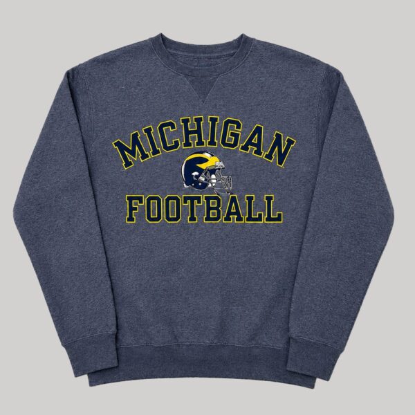 mich-m-02-1 Sudadera Michigan Wolverines Football Cuello Redondo Azul Jaspeado - Talla M