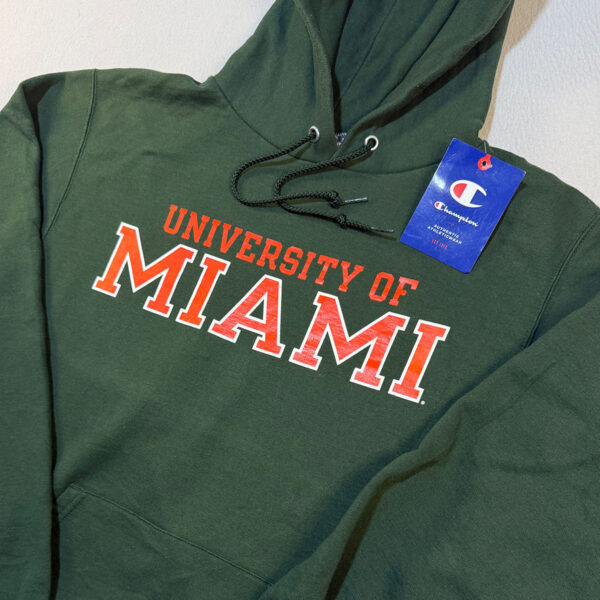 MIAMI1 Sudadera Champion Miami Hurricanes NCAA verde con capucha
